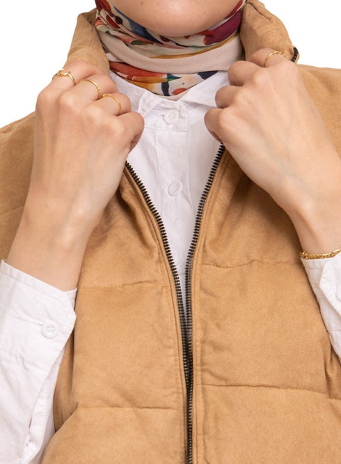 Beige Velvet Vest - Design 1 - Khotwh